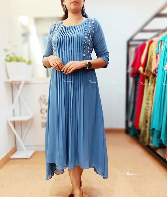 Handworked Faux Georgette Kurti For Women YD10091