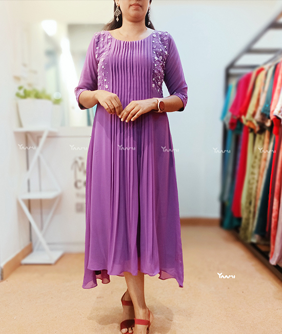 Beautiful Chanderi Kurtis with Hand Embroidery embellishments. | Onam  outfits, Traditional dresses designs, Saree dress