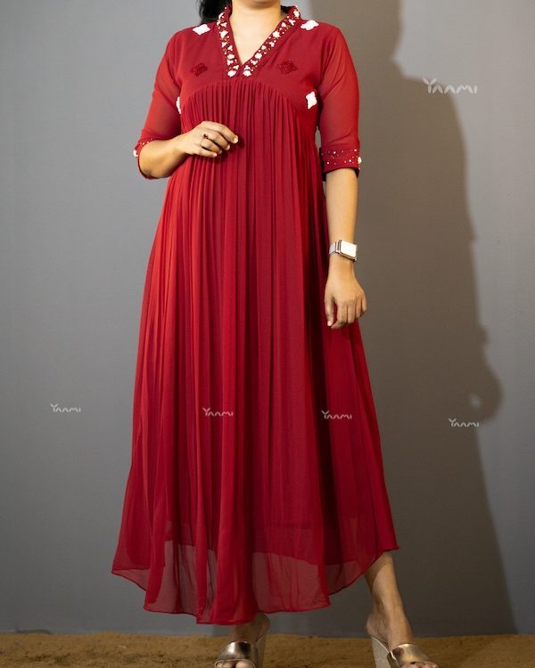 Handworked V Neck Collar Kurti YD10154