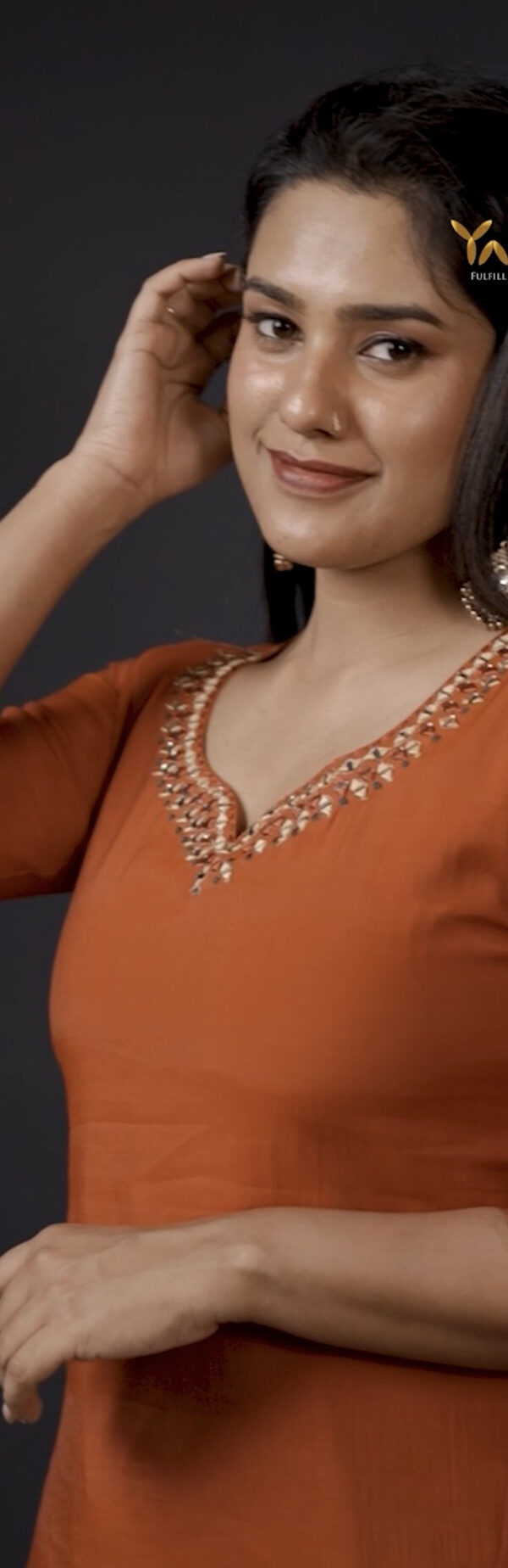 MUL CHANDERI Cord set YD10301 - coral, L