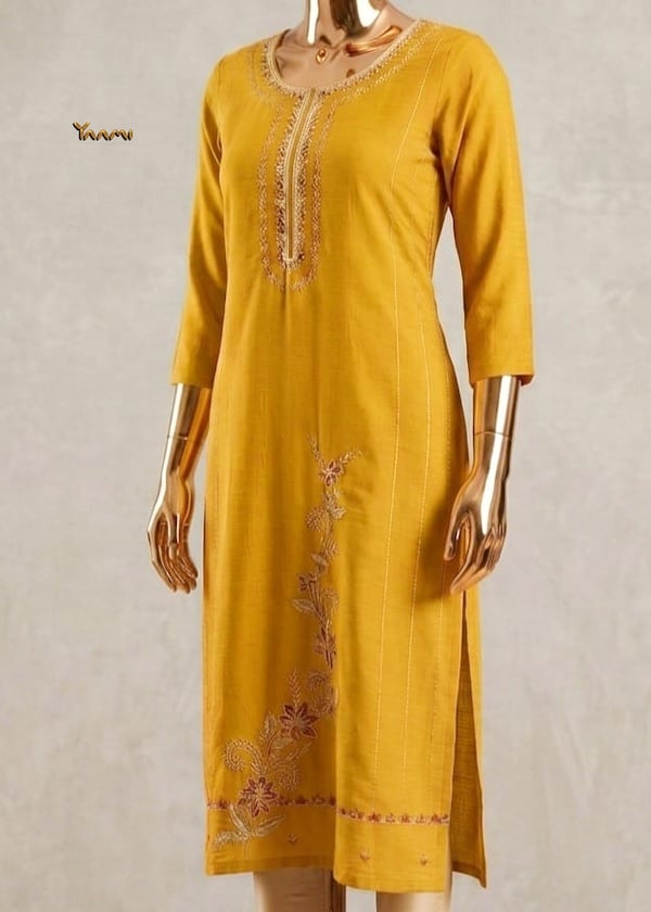 Mul chanderi Slitted Kurthi YD10323