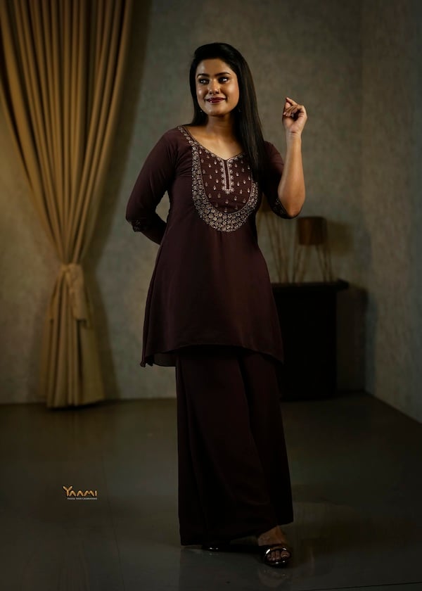 Georgette High-Low Sharara Set YD10334