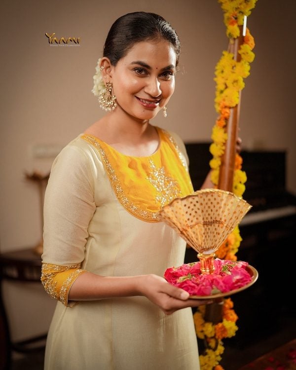 MUSTARD YELLOW VICHITHRA SILK KURTHI YD10332