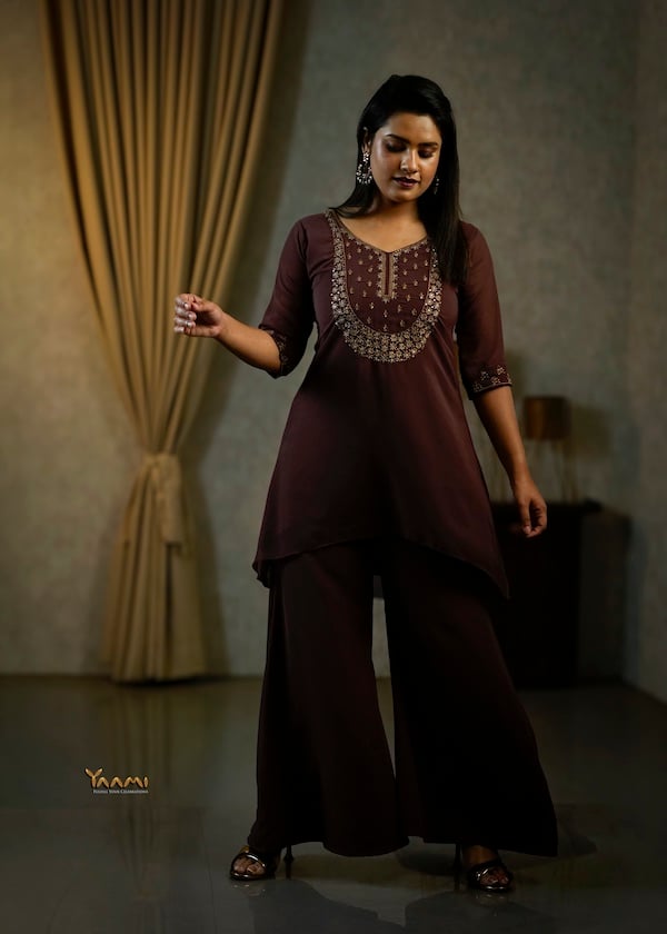 Georgette High-Low Sharara Set YD10334