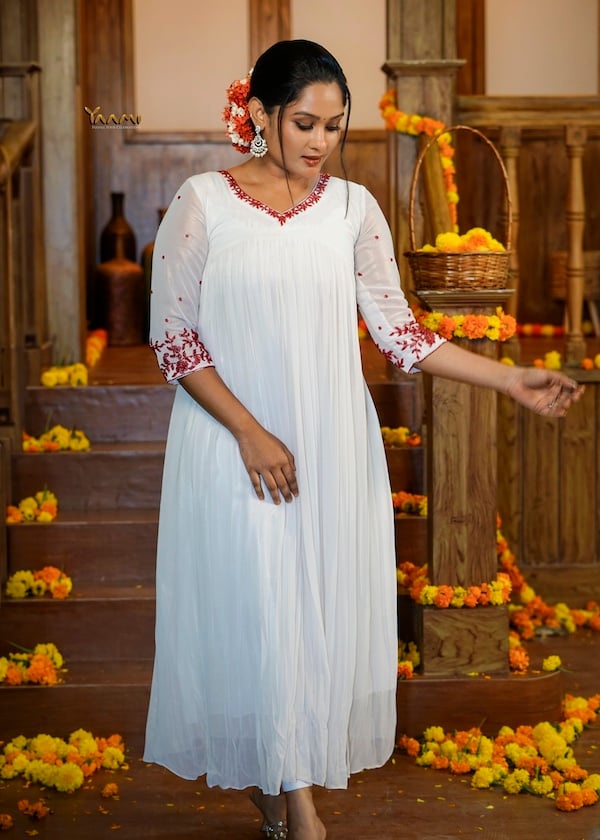 CRIMSON BEAD EMBROIDERED A- LINE KURTI YD10343