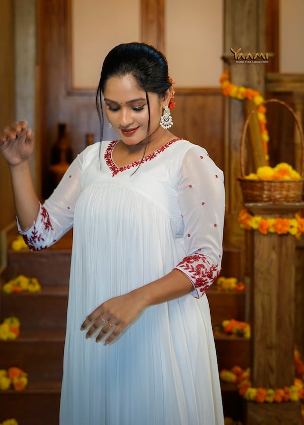 CRIMSON BEAD EMBROIDERED A- LINE KURTI YD10343
