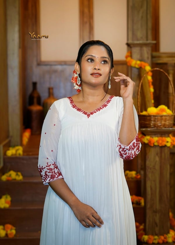CRIMSON BEAD EMBROIDERED A- LINE KURTI YD10343
