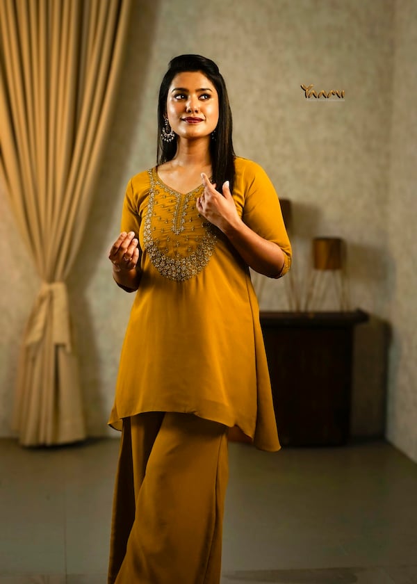 Georgette High-Low Sharara Set YD10334