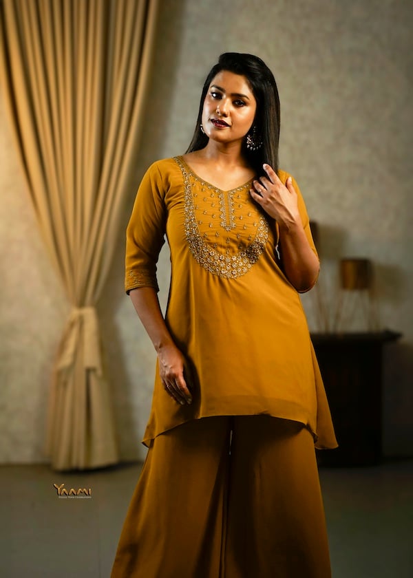 Georgette High-Low Sharara Set YD10334
