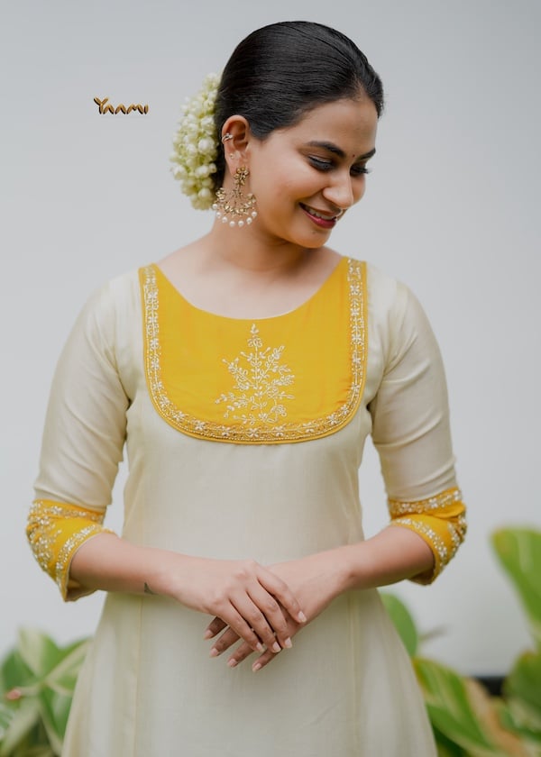 MUSTARD YELLOW VICHITHRA SILK KURTHI YD10332