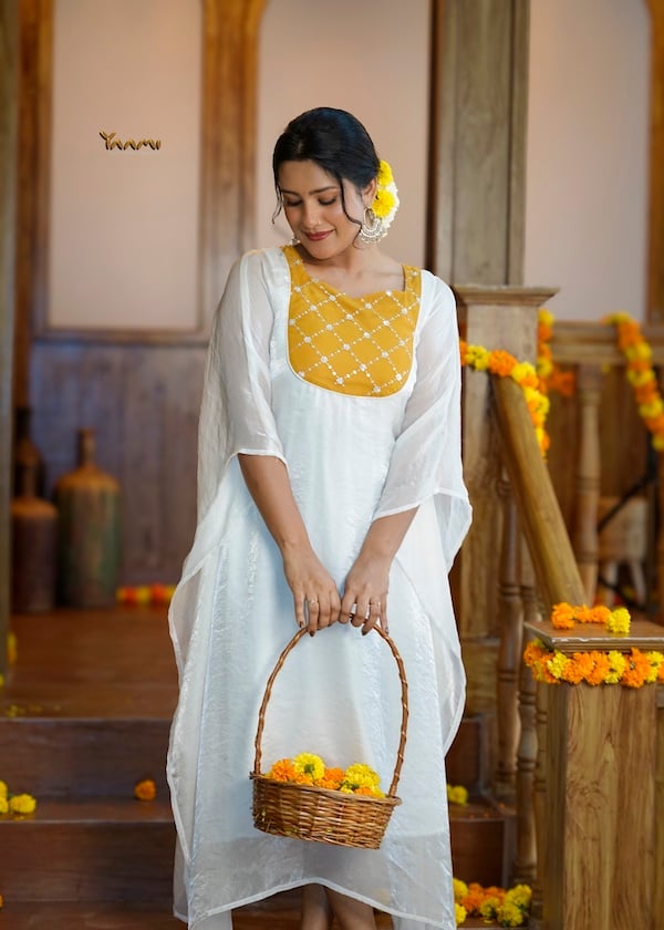 MUSTARD YOKE KAFTAN DRESS YD10341