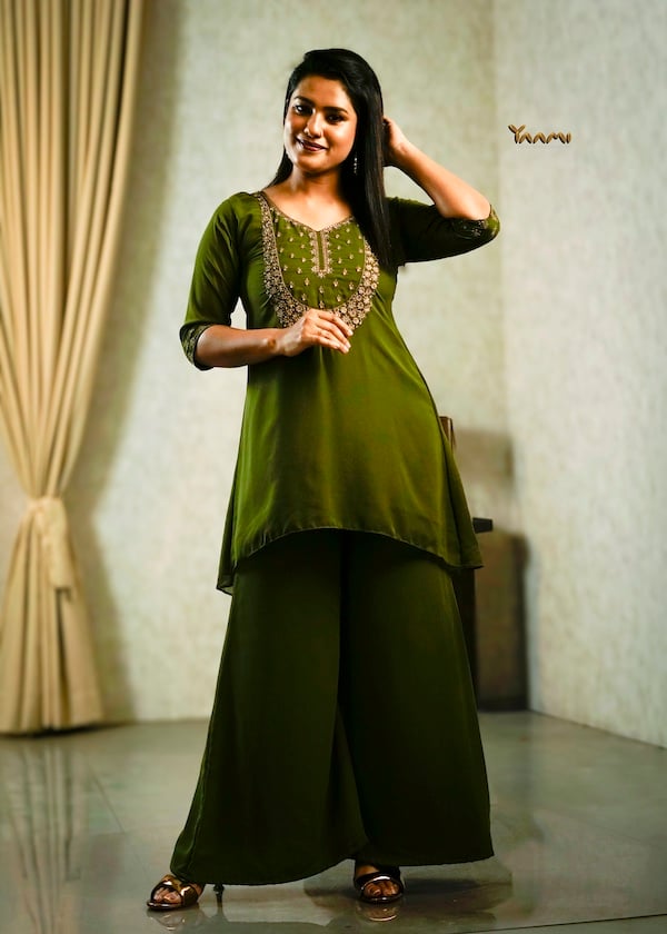 Georgette High-Low Sharara Set YD10334