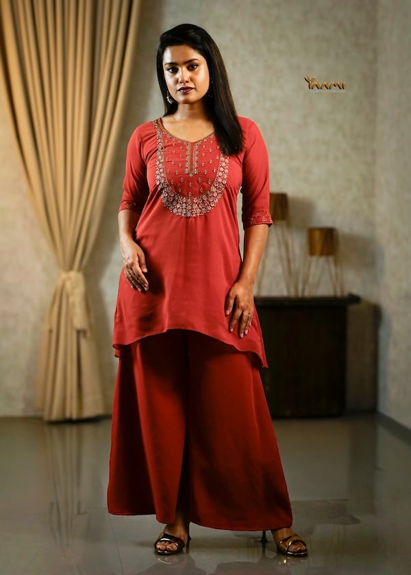 Georgette High-Low Sharara Set YD10334