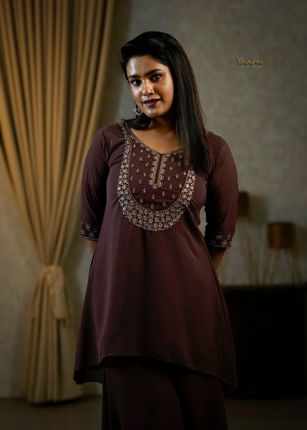 Georgette High-Low Sharara Set YD10334