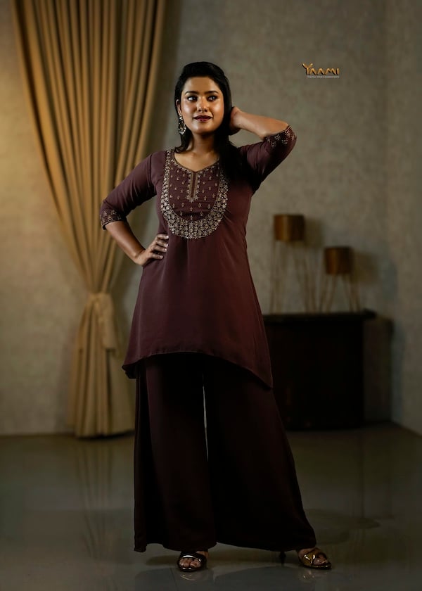 Georgette High-Low Sharara Set YD10334