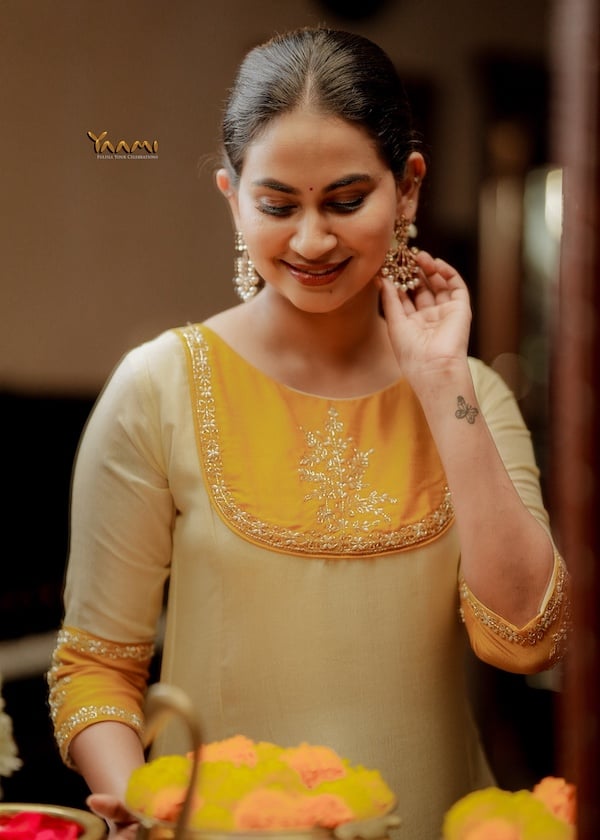 MUSTARD YELLOW VICHITHRA SILK KURTHI YD10332