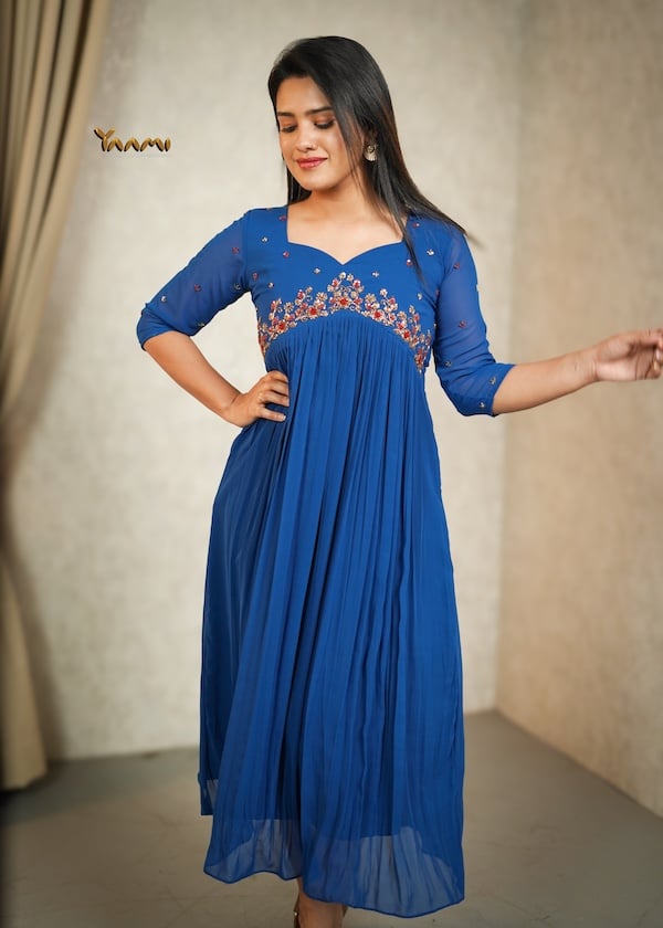 FLORAL HANDWORKED GEORGETTE  KURTHI YD10350