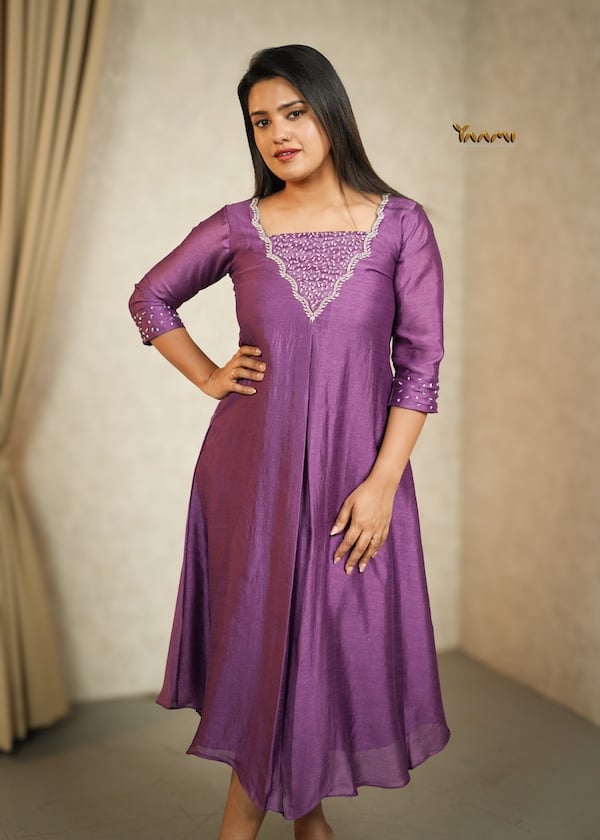 VICHITRA SILK HANDWORKED A-LINE KURTHI YD10347