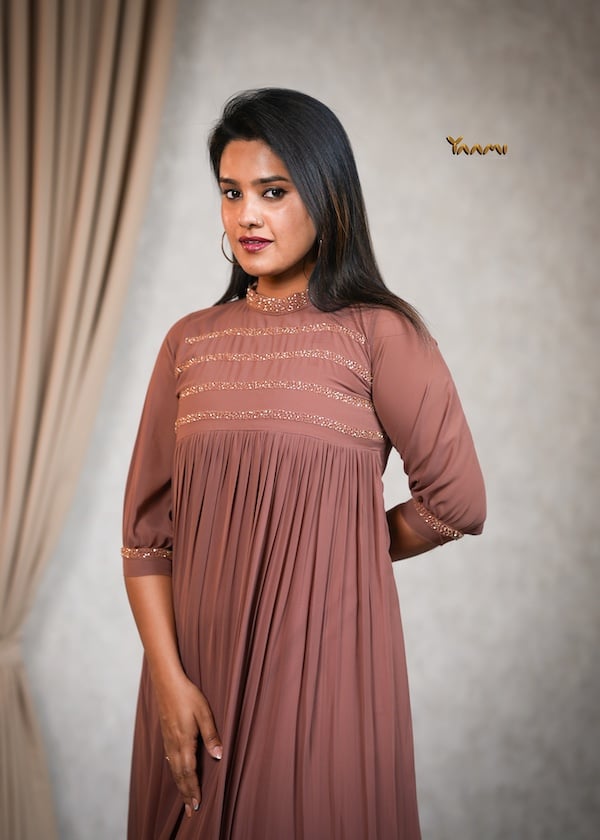 GEORGETTE JEWEL NECK KURTHI YD10355
