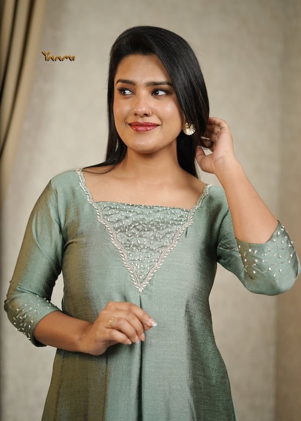 VICHITRA SILK HANDWORKED A-LINE KURTHI YD10347