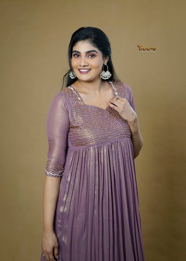GOLDEN GEORGETTE A-LINE KURTI YD10357