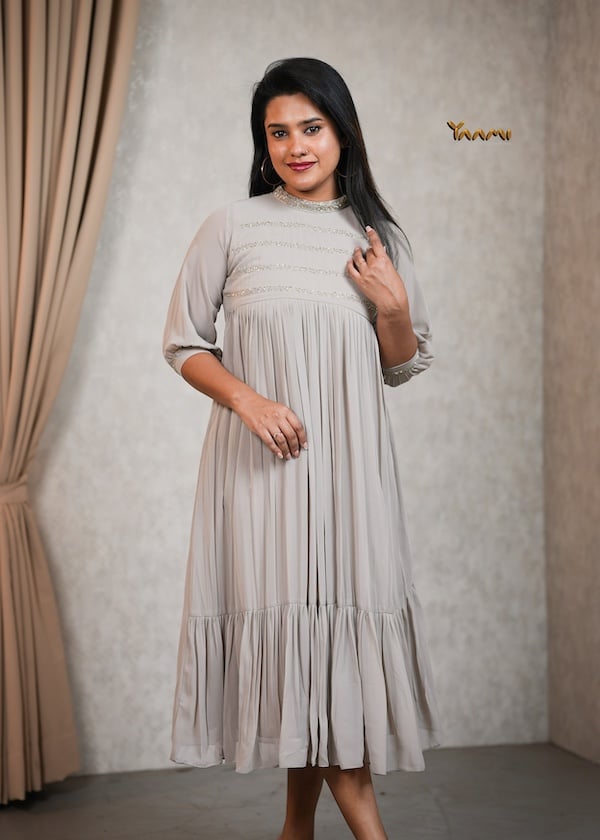 GEORGETTE JEWEL NECK KURTHI YD10355