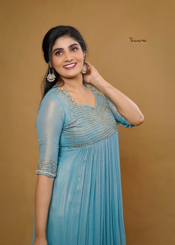 GOLDEN GEORGETTE A-LINE KURTI YD10357