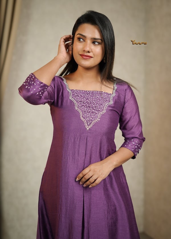 VICHITRA SILK HANDWORKED A-LINE KURTHI YD10347