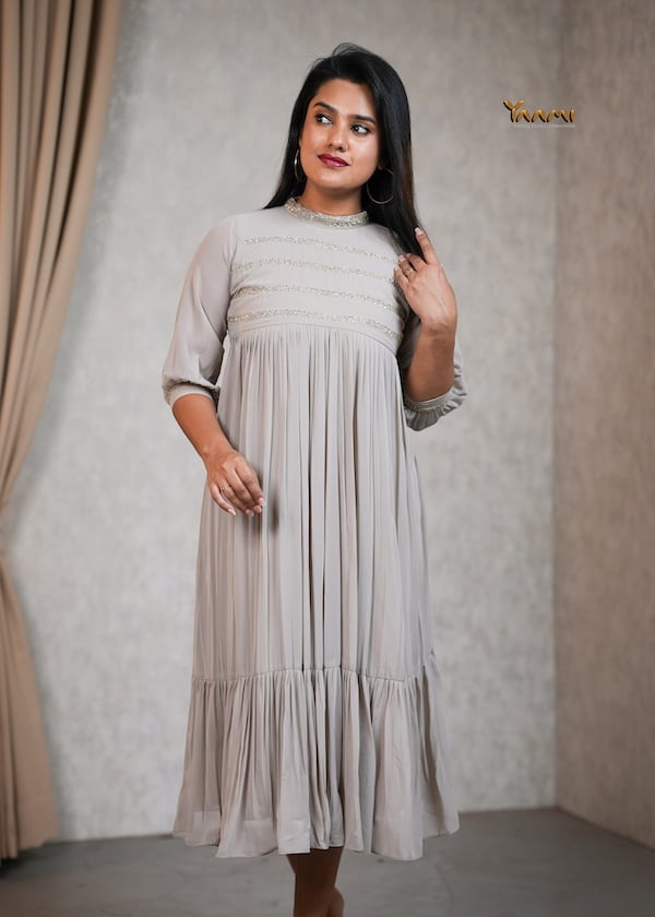 GEORGETTE JEWEL NECK KURTHI YD10355