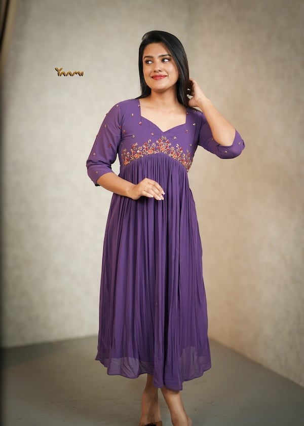 FLORAL HANDWORKED GEORGETTE  KURTHI YD10350