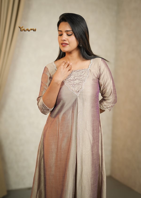 VICHITRA SILK HANDWORKED A-LINE KURTHI YD10347