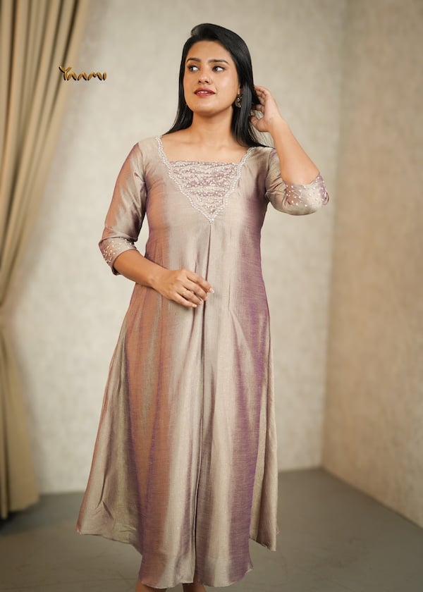 VICHITRA SILK HANDWORKED A-LINE KURTHI YD10347