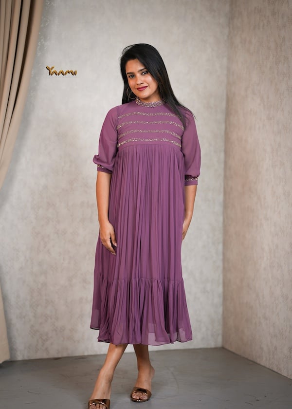 GEORGETTE JEWEL NECK KURTHI YD10355