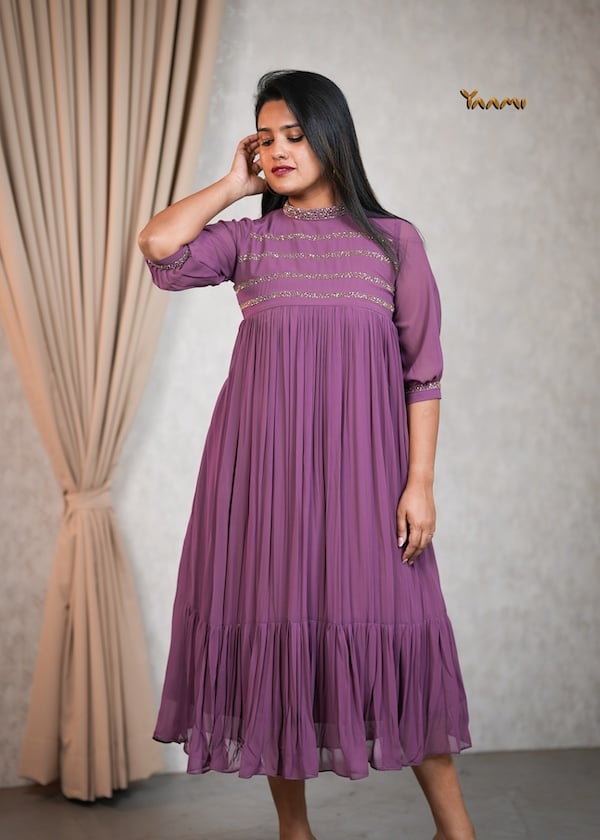 GEORGETTE JEWEL NECK KURTHI YD10355