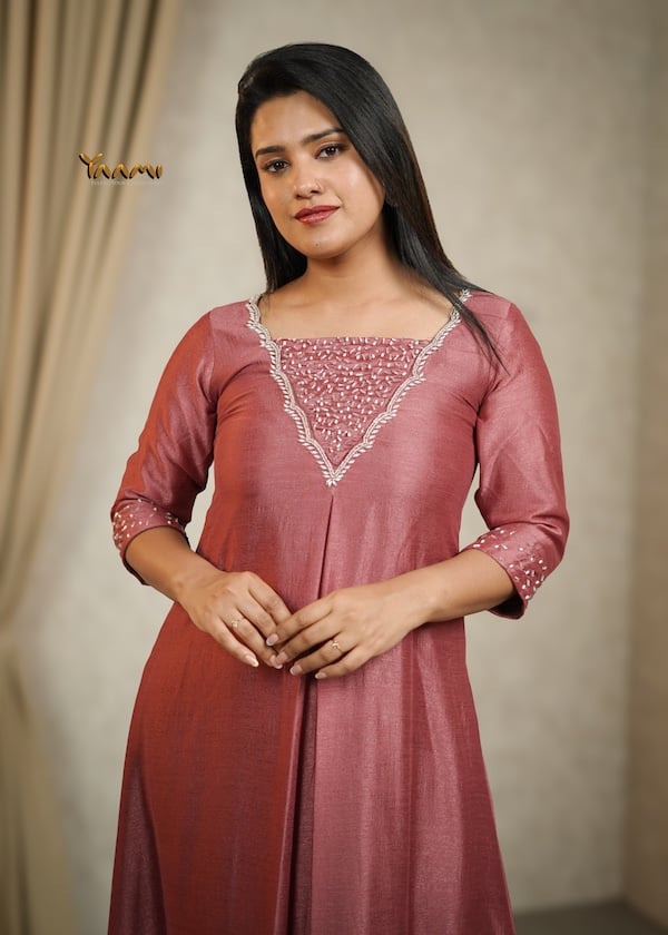 VICHITRA SILK HANDWORKED A-LINE KURTHI YD10347