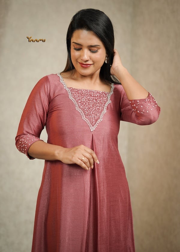 VICHITRA SILK HANDWORKED A-LINE KURTHI YD10347