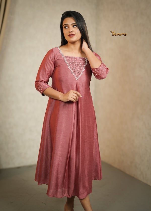 VICHITRA SILK HANDWORKED A-LINE KURTHI YD10347
