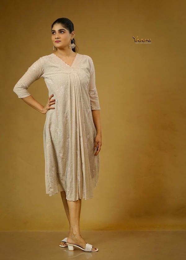 MUL CHIFFON PASTEL EMBROIDERED KURTHI YD10359