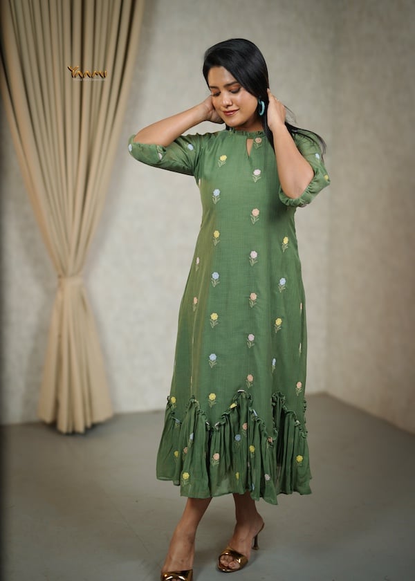 MUL CHIFFON RUFFLE DRESS YD10356