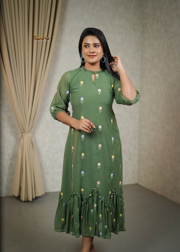 MUL CHIFFON RUFFLE DRESS YD10356