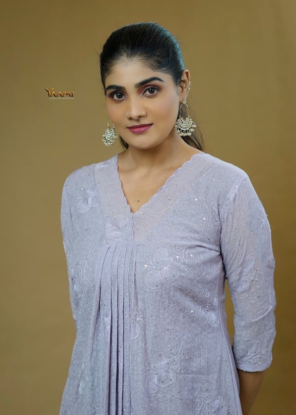 MUL CHIFFON PASTEL EMBROIDERED KURTHI YD10359