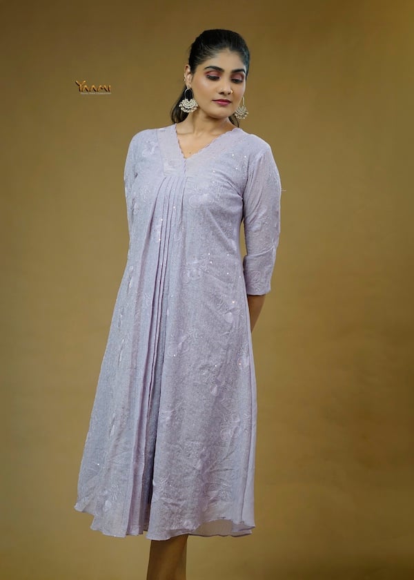 MUL CHIFFON PASTEL EMBROIDERED KURTHI YD10359
