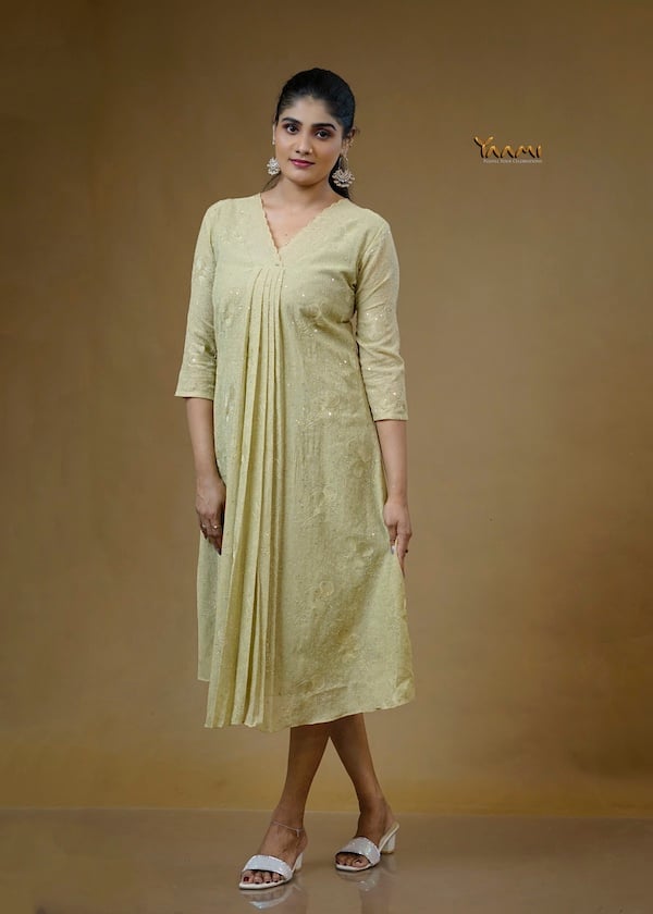 MUL CHIFFON PASTEL EMBROIDERED KURTHI YD10359