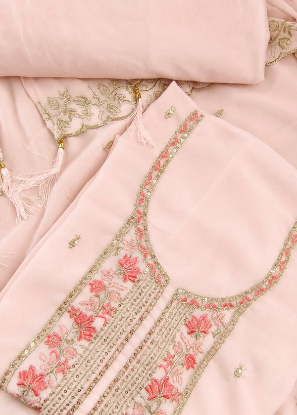 FLORAL EMBROIDERED GEORGETTE UNSTITCHED SALWAR SUIT YD10368