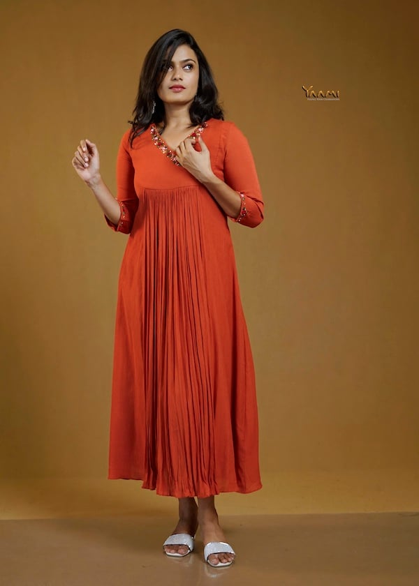 HANDWORKED CORAL KURTI YD10379