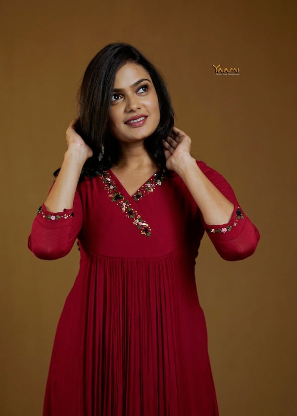 HANDWORKED CORAL KURTI YD10379