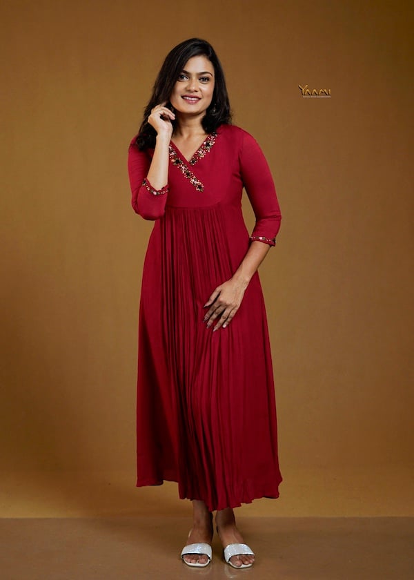 HANDWORKED CORAL KURTI YD10379