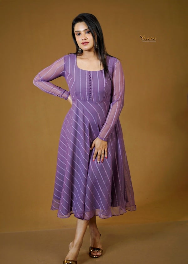 STRIPED FLARED ANARKALI KURTI  YD10377