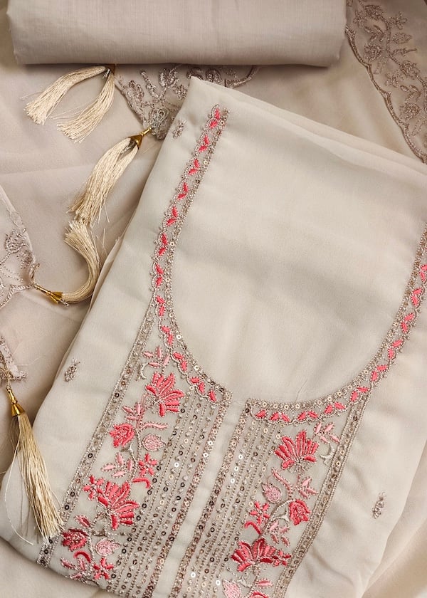 FLORAL EMBROIDERED GEORGETTE UNSTITCHED SALWAR SUIT YD10368