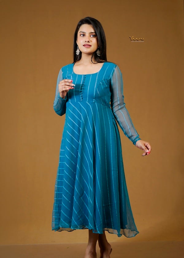 STRIPED FLARED ANARKALI KURTI  YD10377